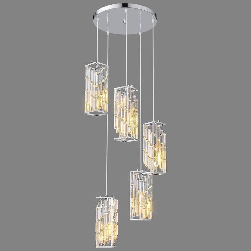 Lámpara colgante moderna de cristal 5 luces ajustable