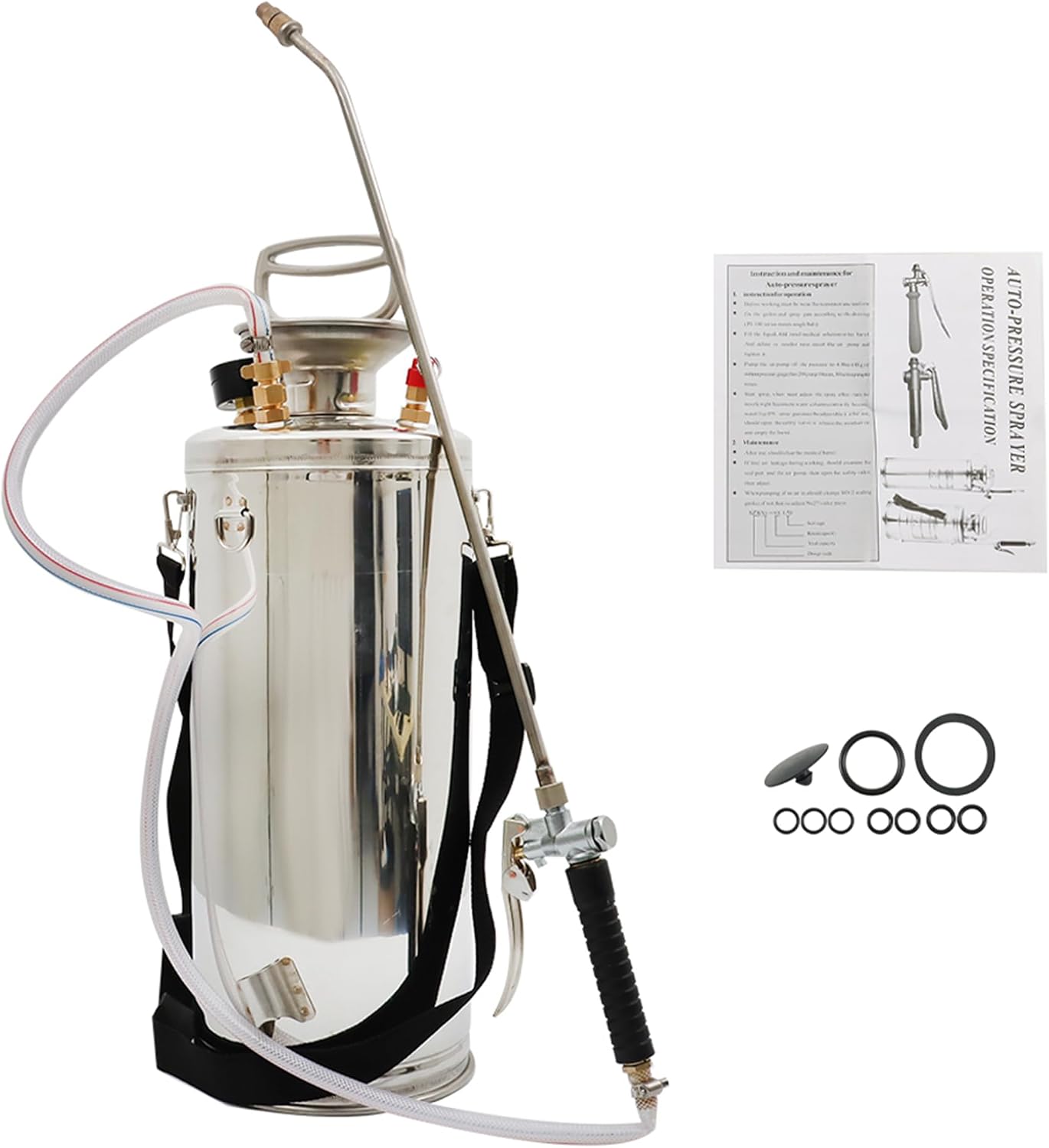 Rociador acero inox 2gal 3ft bomba manual con manómetro