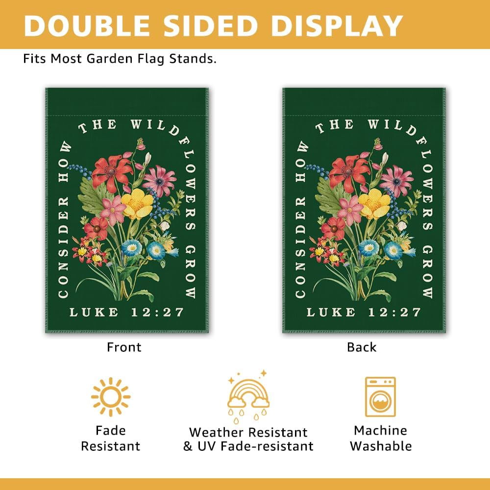 Bandera jardín versículo bíblico doble cara