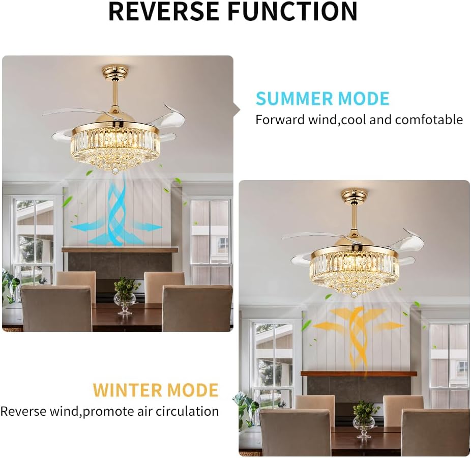 Ventilador techo 48pulg con luz LED dorado regulable 6 vel