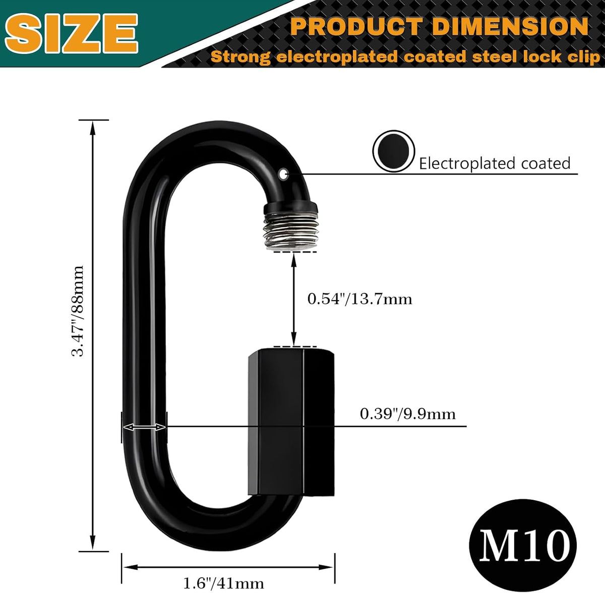 20 Conectores Cadena 3.5pulg Mosquetón 1600lb