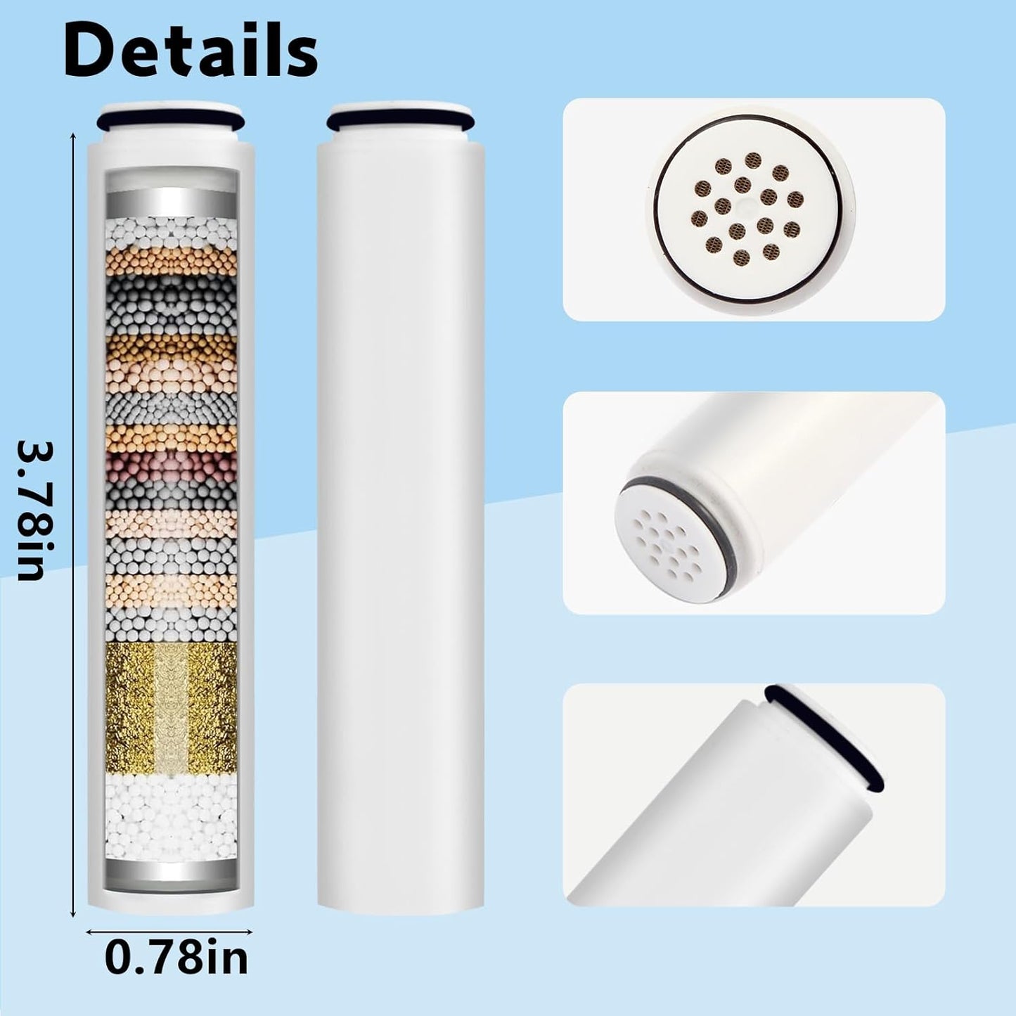 4 Filtros comp cabezal ducha Cobbe suaviza agua elimina cloro