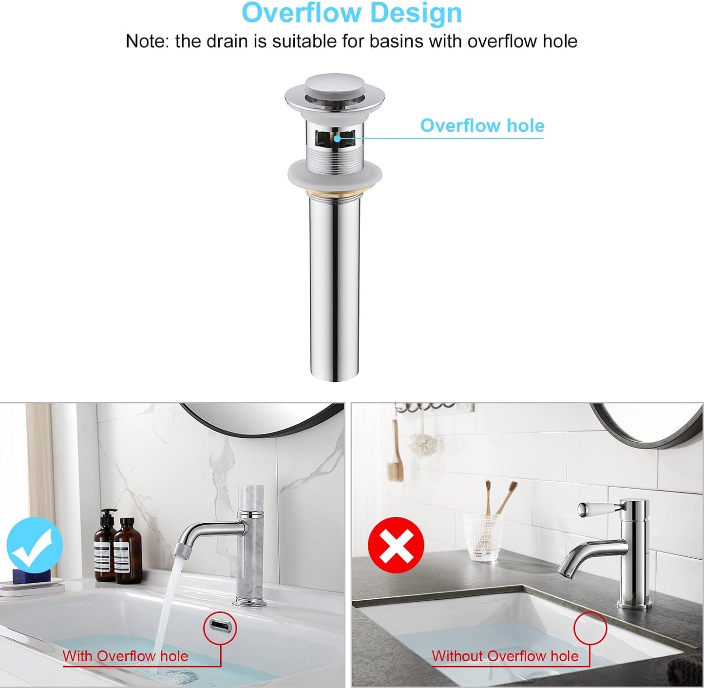 Drenaje cromado para fregadero baño con tapón desplegable