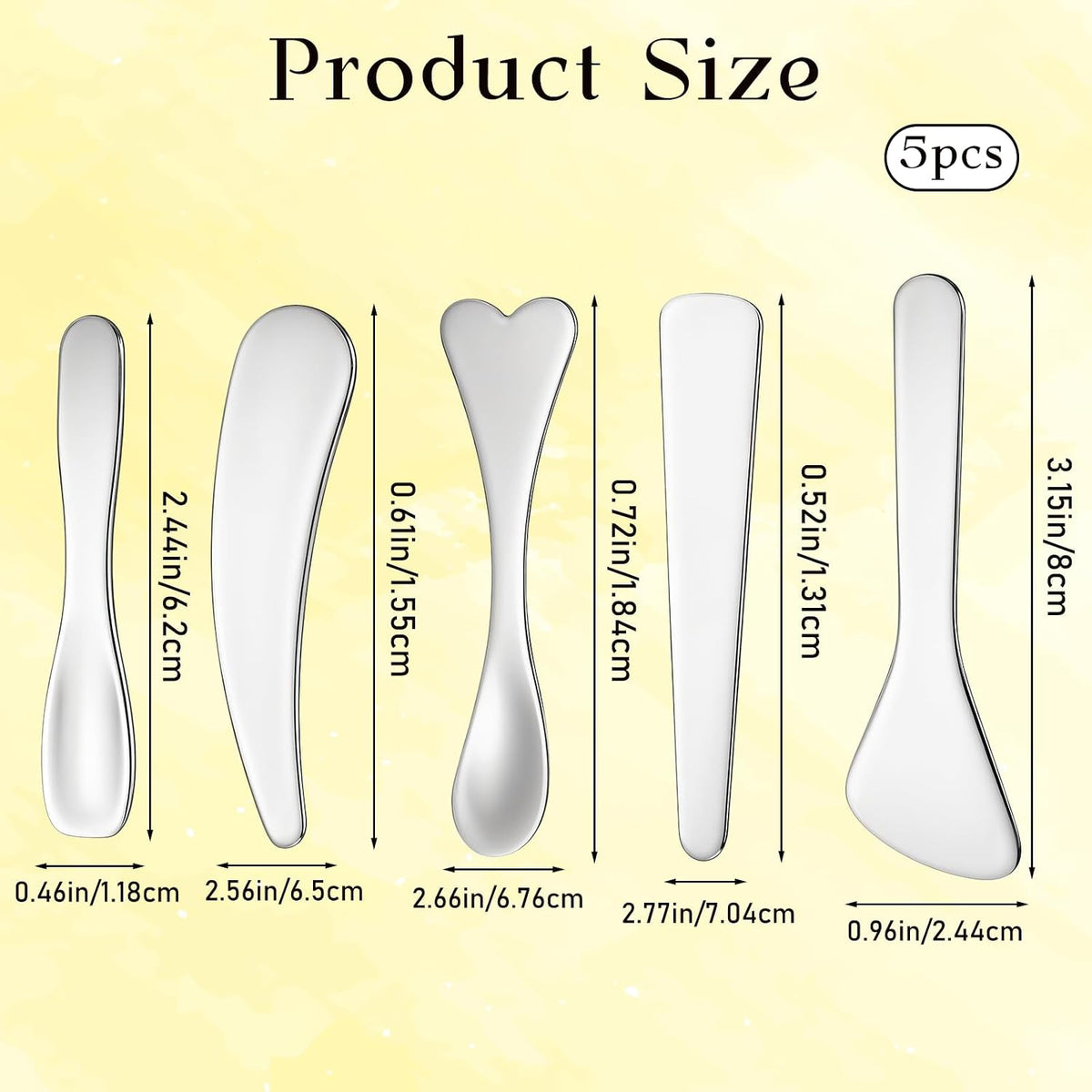 5 Pzas Espátula Maquillaje Acero Inox Reutilizable
