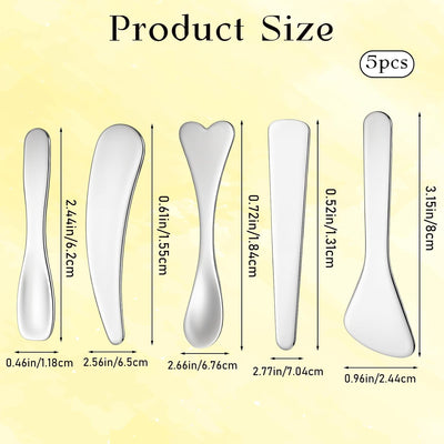 5 Pzas Espátula Maquillaje Acero Inox Reutilizable