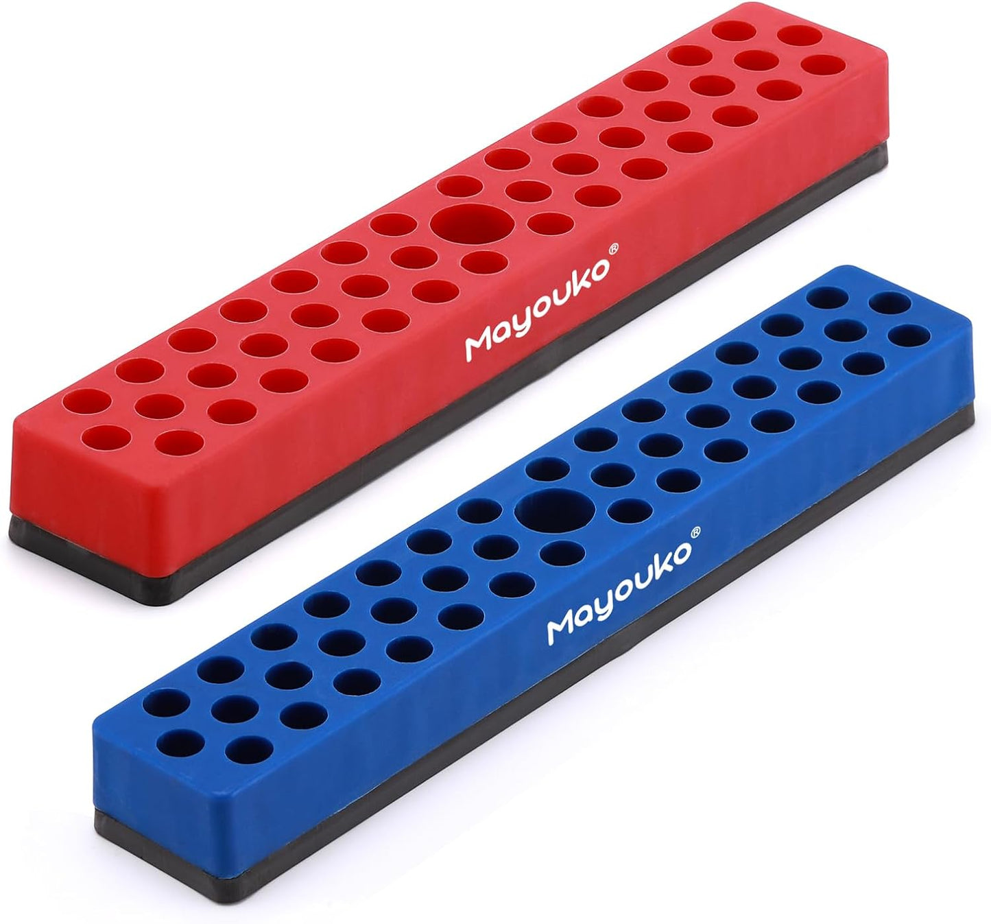 Soporte magnético brocas 1/4pulg 43 agujeros rojo y azul