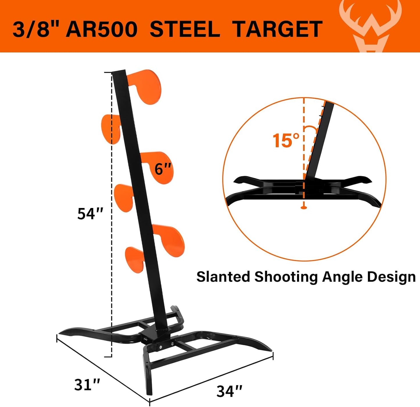 Kit objetivo árbol duelo 6 paletas acero 6x3/8 pulg soporte