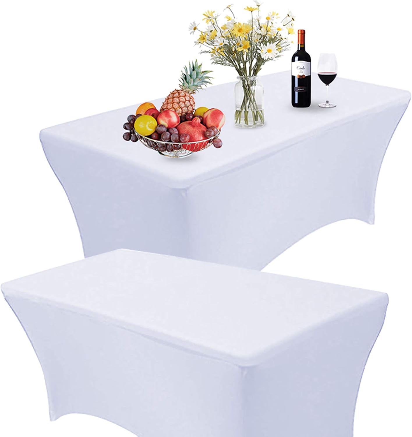 Mantel elastano ajustable para fiestas DJ blanco