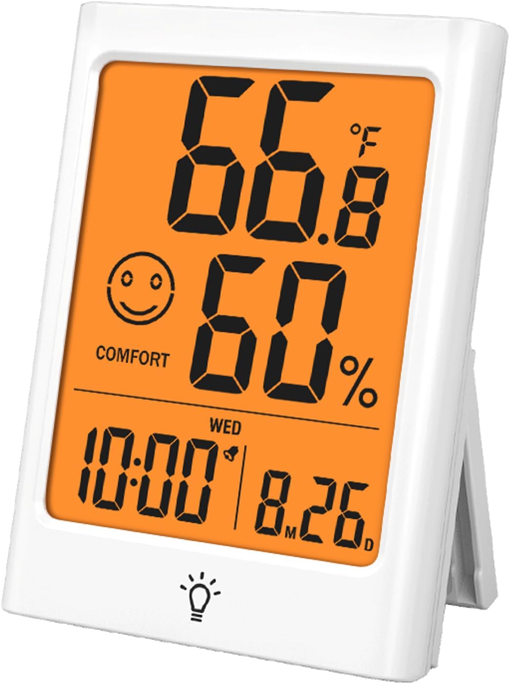 Termómetro digital con luz y alarma para habitación