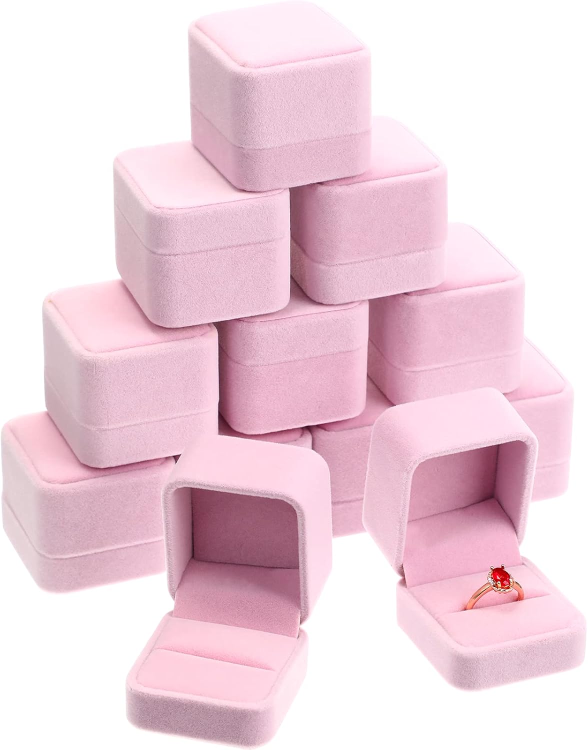 12 Cajas Terripara Anillos Joyas Regalo Mujer Rosa