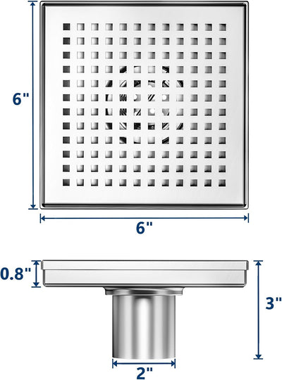Drenaje ducha cuadrado 6pulg acero inox 304 cepillado negro