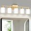 Lámpara baño 5 luces sobre espejo vidrio blanco lechoso
