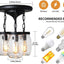 Iluminación colgante 3 luces frasco vidrio mason cocina
