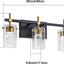 Luz tocador 3 luces led regulable negra dorada