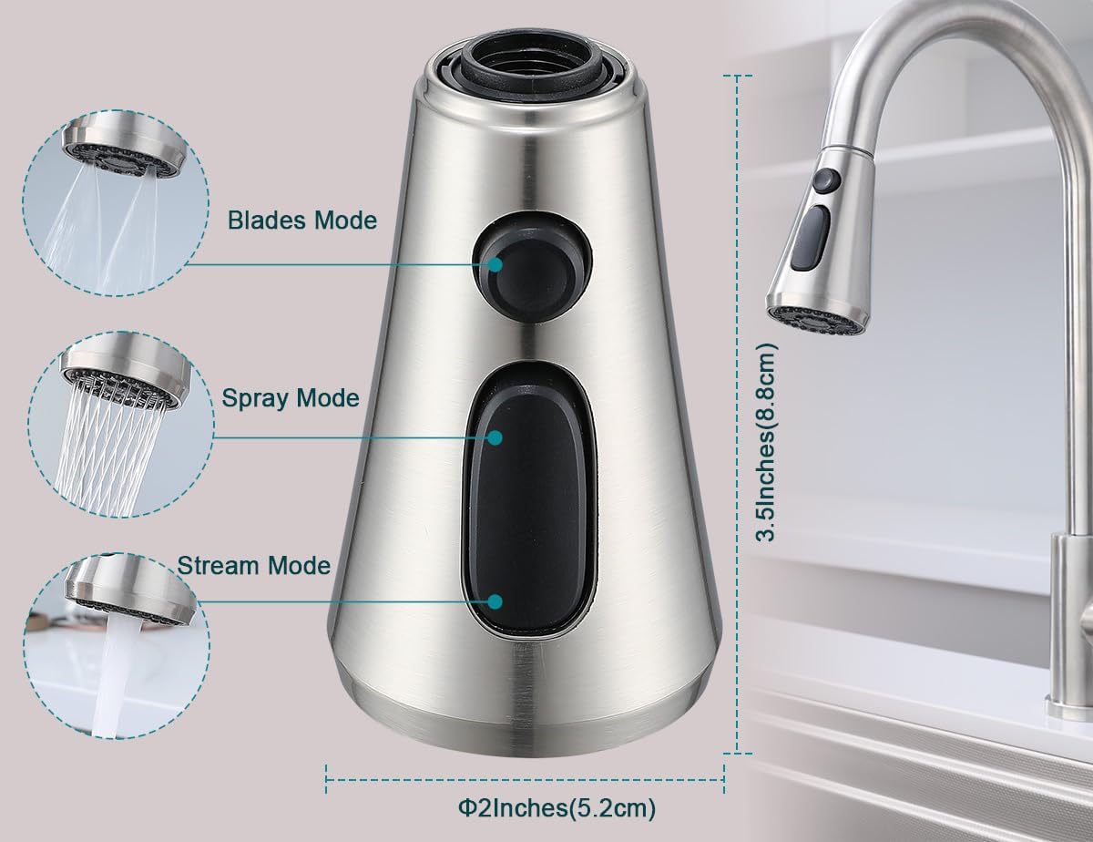 Cabezal grifo cocina níquel cepillado 9 adaptadores