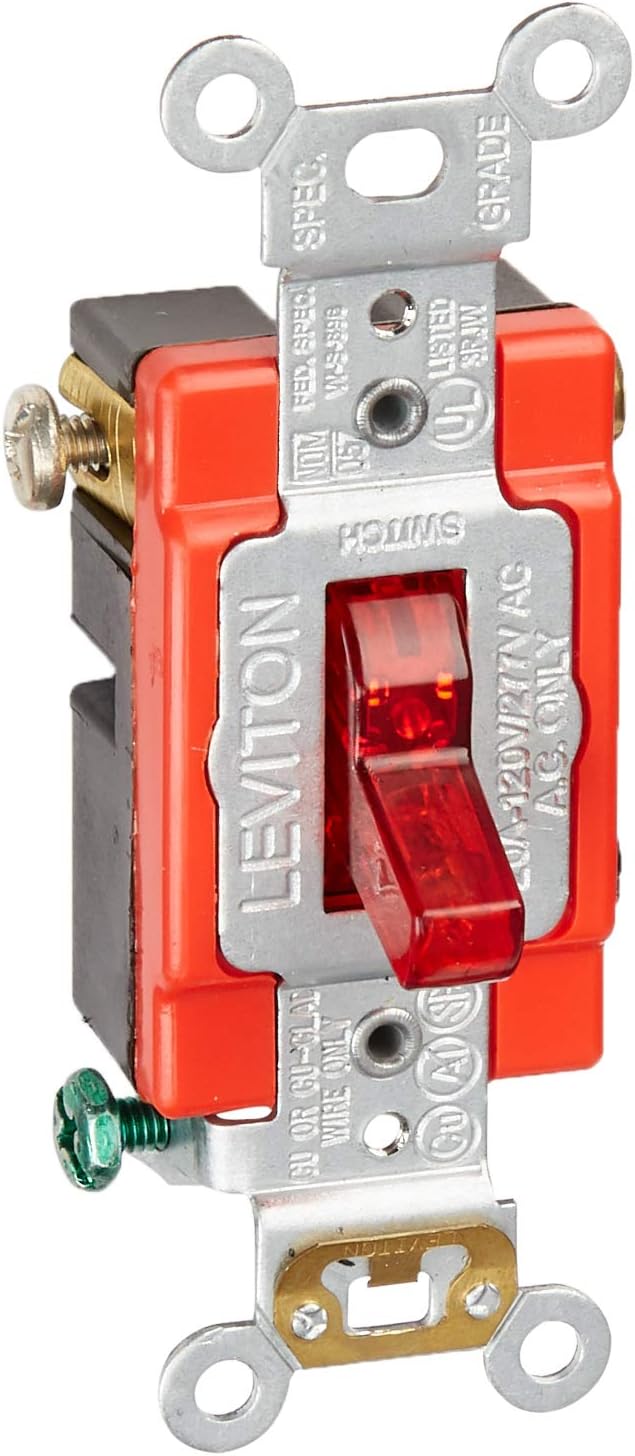 Interruptor silencioso 20A 120V luz piloto palanca rojo
