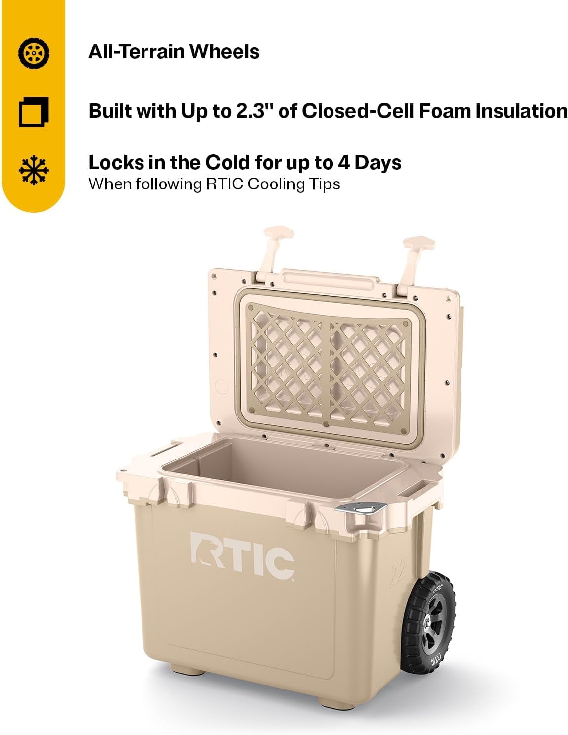 Enfriador con ruedas 22qt asa caja hielo portátil