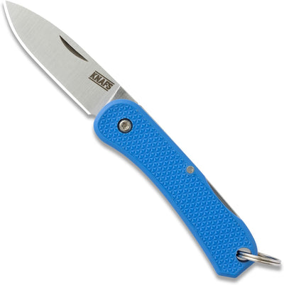 Cuchillo plegable EDC con llavero mango FRN azul