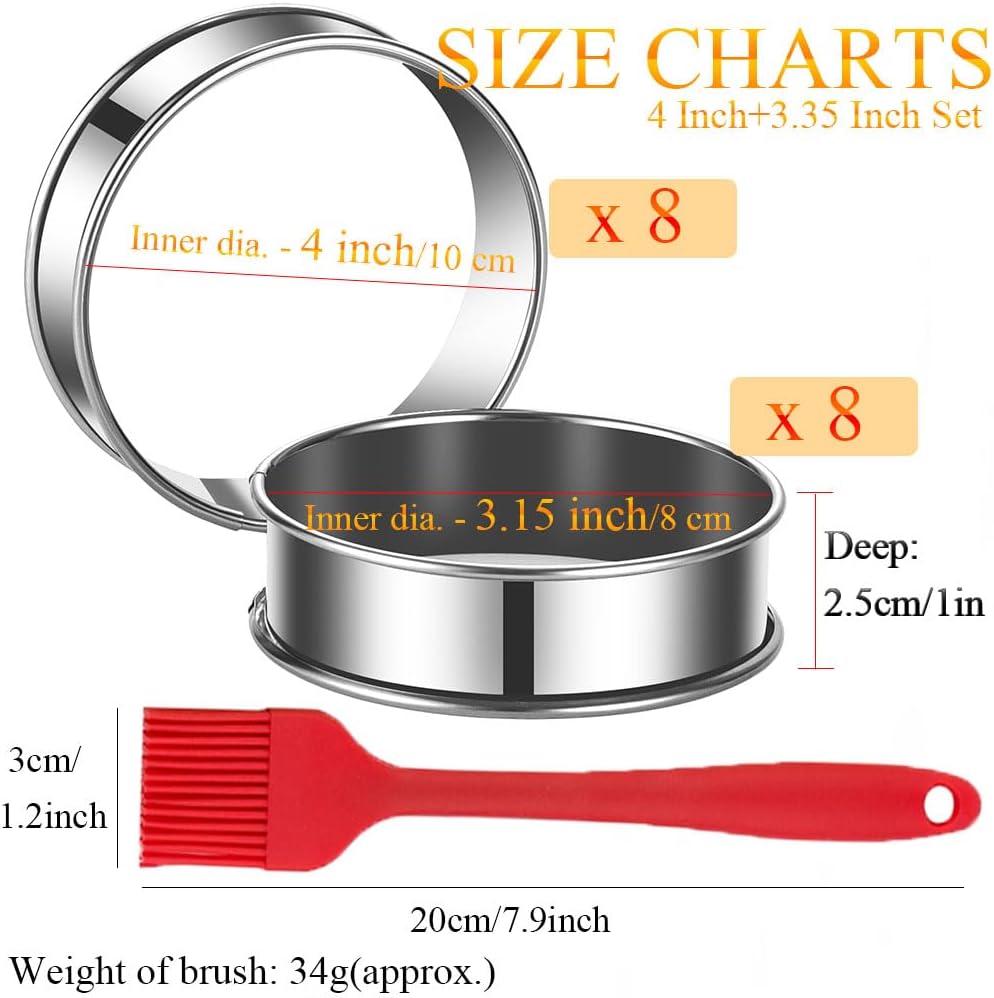 16 Pzas Anillos Muffin 4pulg Acero Inox Doble Borde