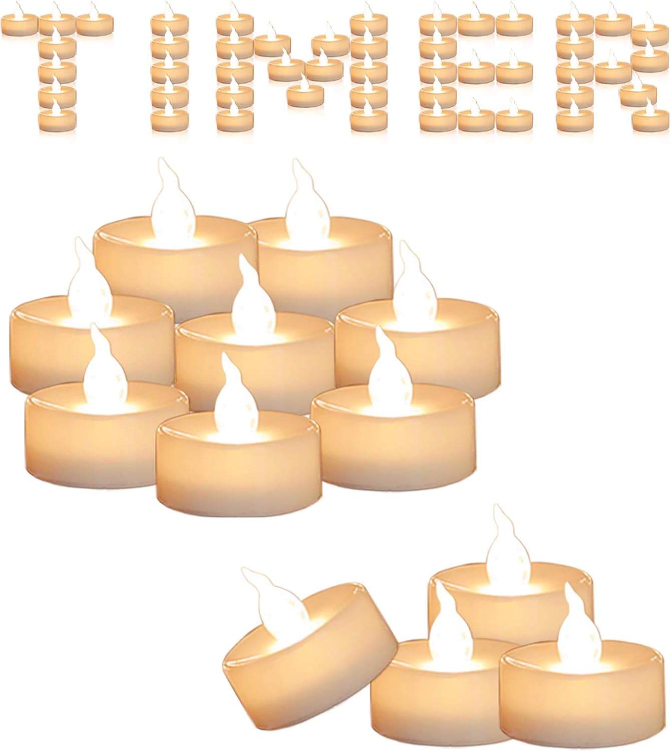 12 Velas LED Té Temporizador 6h/18h Blanco Cálido