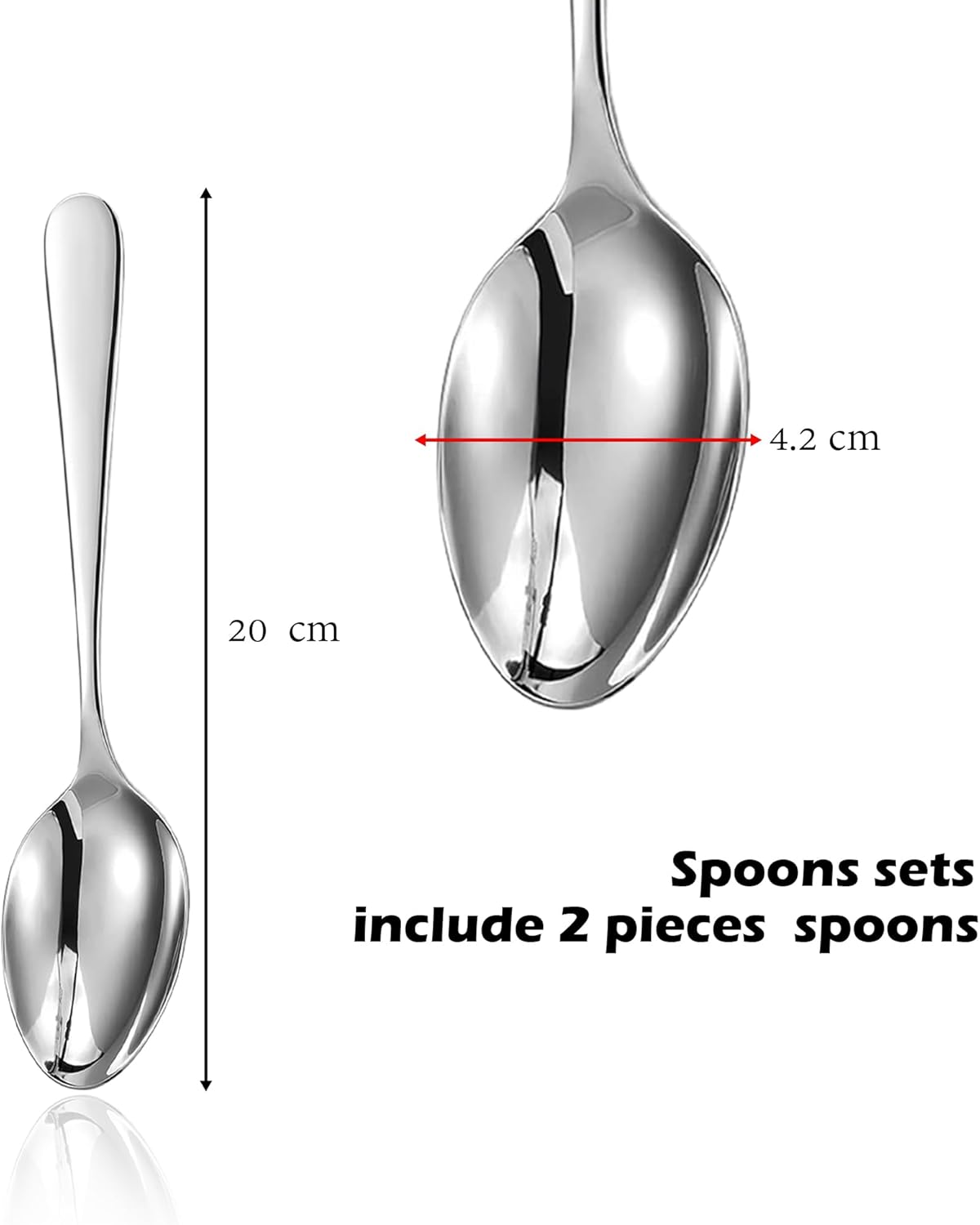 Set 2/4/6 cucharas acero inox 8pulg hogar cocina