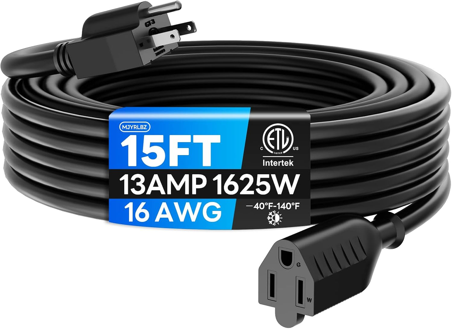 Cable extensión 15ft 16/3 resistente agua 3 puntas