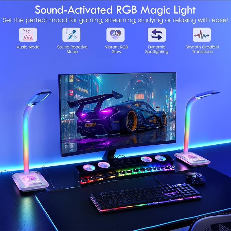 Lámpara escritorio RGB LED carga inalámbrica tactil