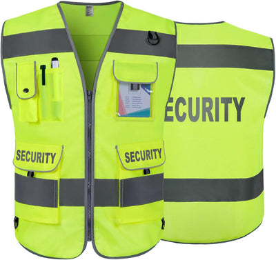 Chaleco seguridad reflectante 9 bolsillos visibilidad alta