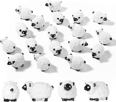 20 figuras oveja resina blanca decoración jardín hadas