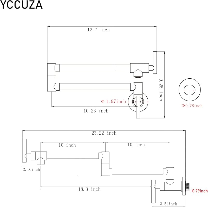 Grifo llenado olla acero inox negro pared brazos oscilantes