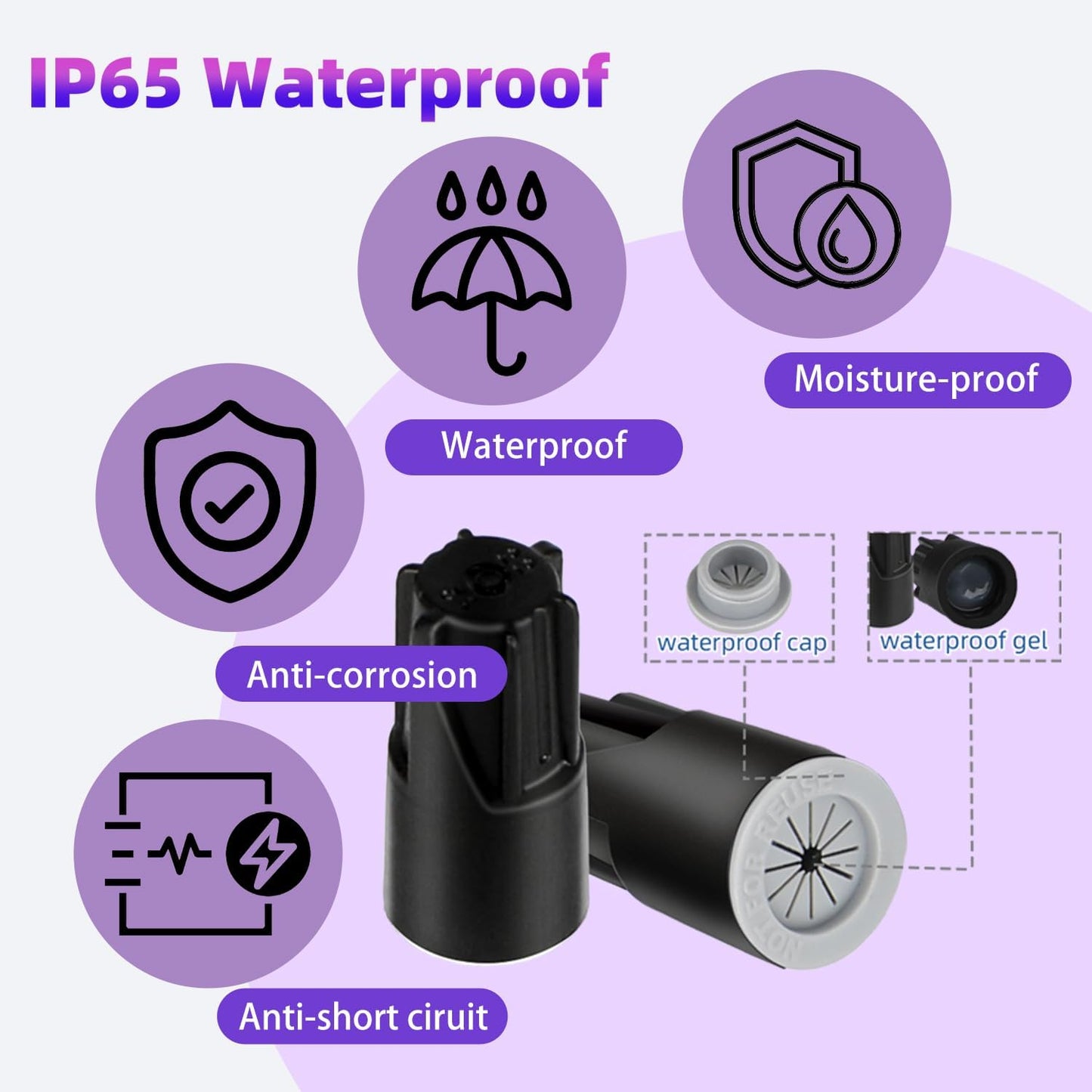 Conectores eléctricos impermeables 22AWG-14AWG 30 pzas negro
