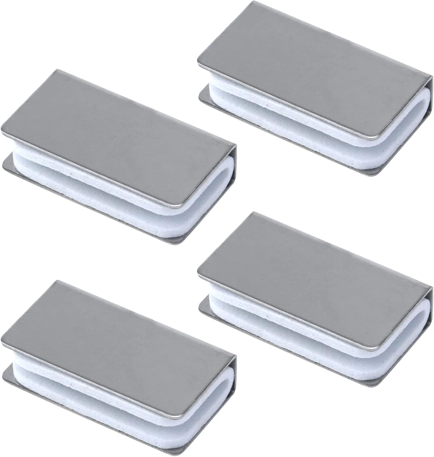4 Abrazaderas magnéticas plateadas para puerta cristal