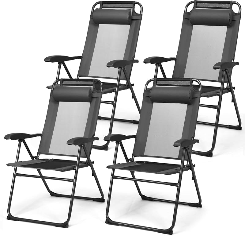 4 Sillas Comedor Plegables Patio Respaldo Ajustable