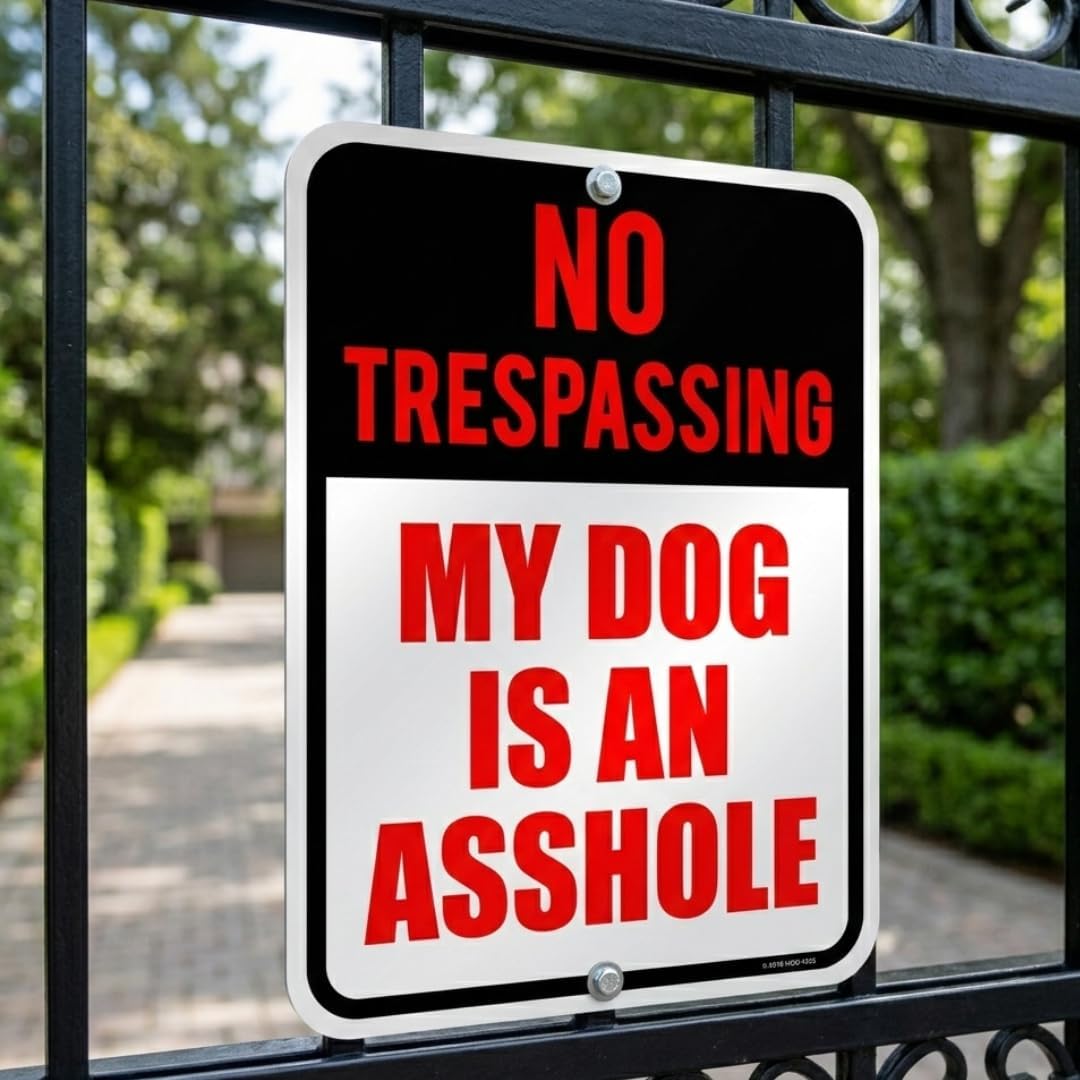 Letrero No Trespassing Mi Perro es un Idiota HDG-1285