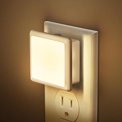 2 Luces Nocturnas Enchufables Sensor Luz 3000K Blanco Suave