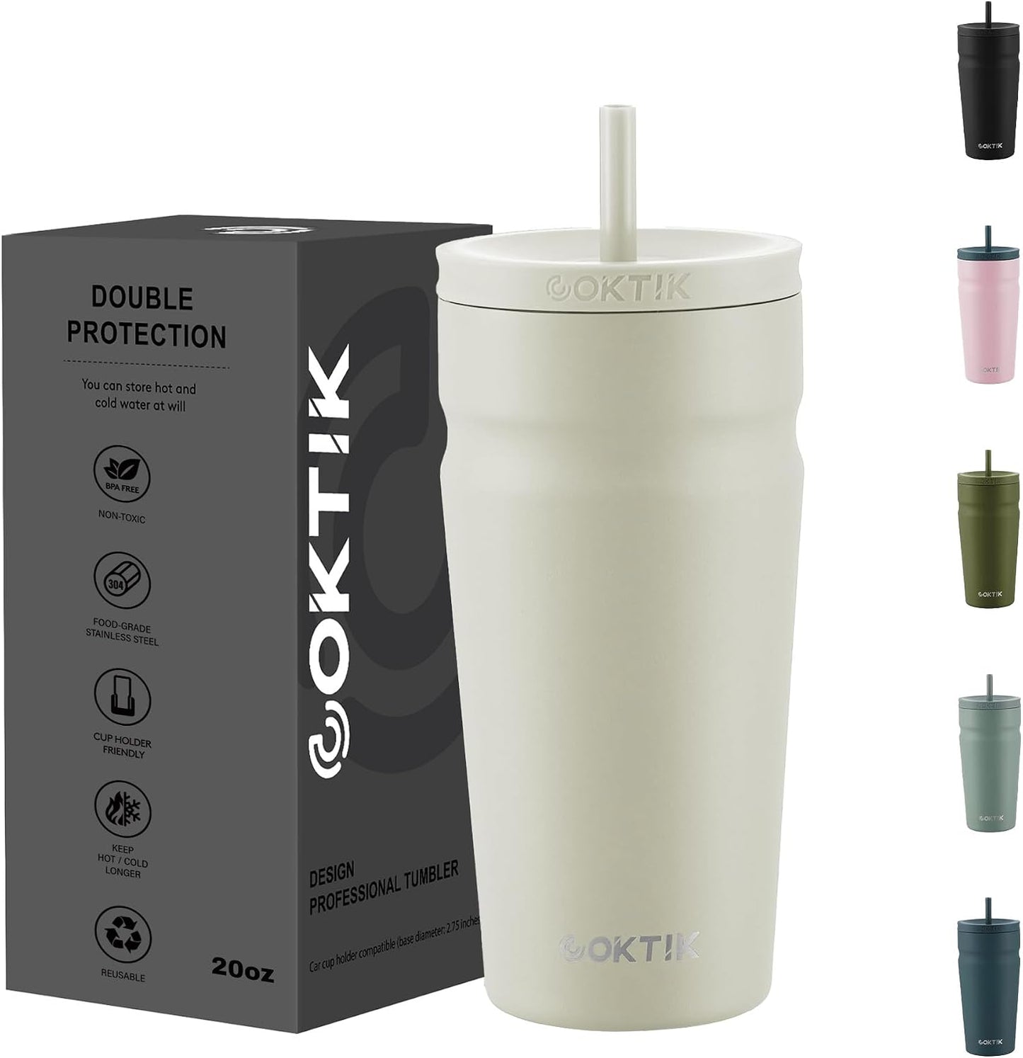 Vaso térmico acero inox con pajita 600ml