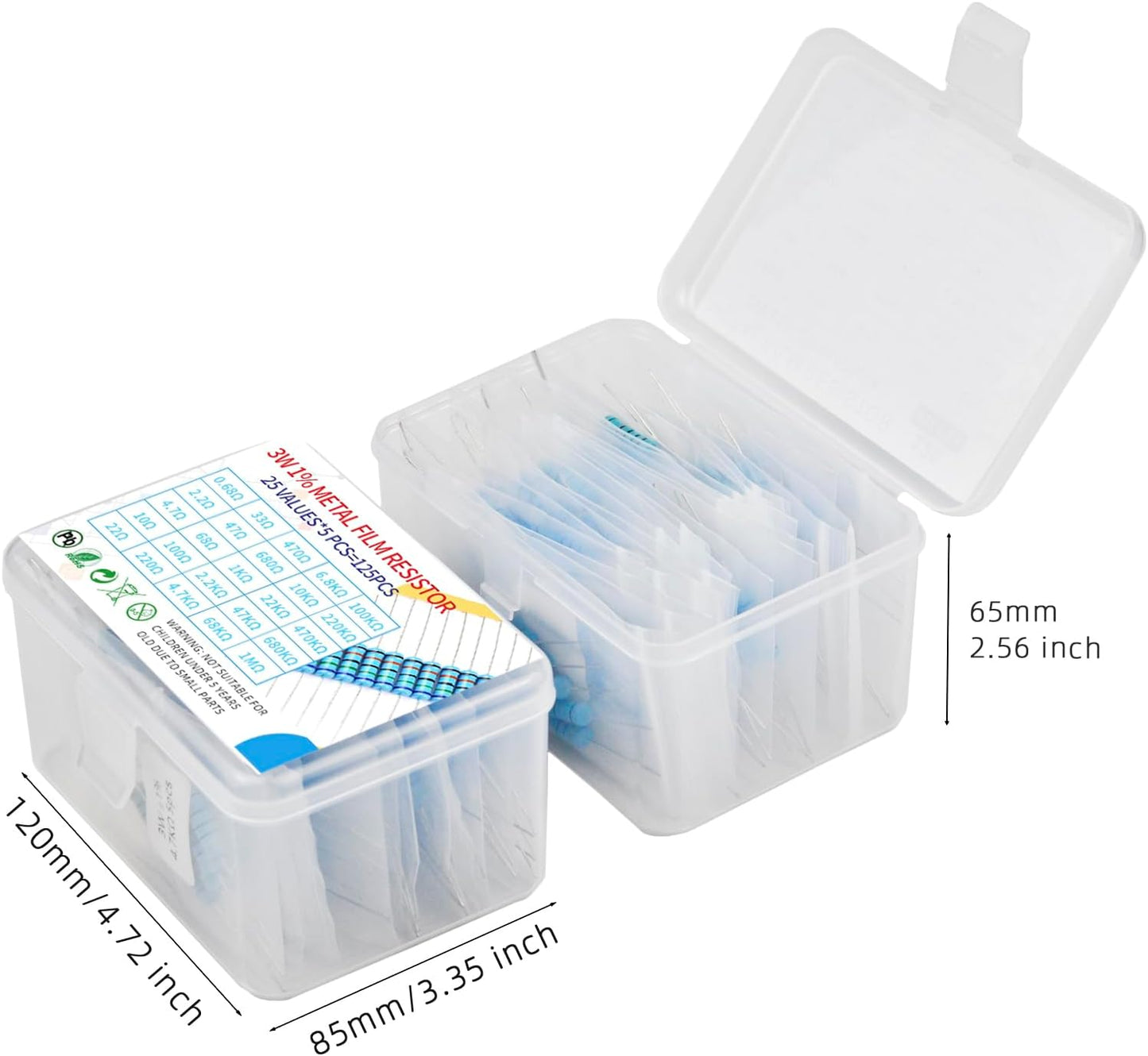 Kit resistencias 125pcs 0.68r-1mr 0.01 ohm ±1%