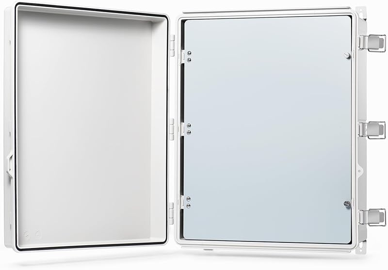 Caja conexiones acero inox bisagras plástico ABS gris