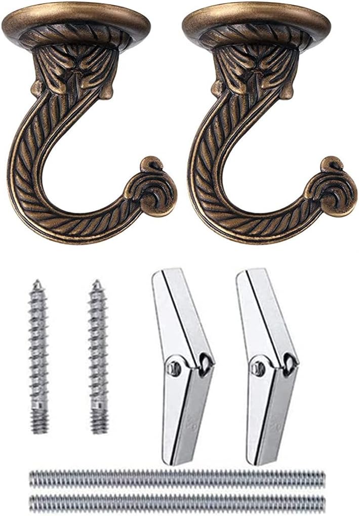 2 Set Ganchos Metal 2.17" para Plantas y Adornos Bronce