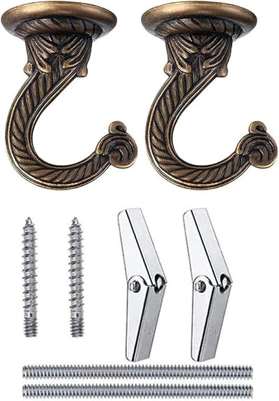2 Set Ganchos Metal 2.17" para Plantas y Adornos Bronce