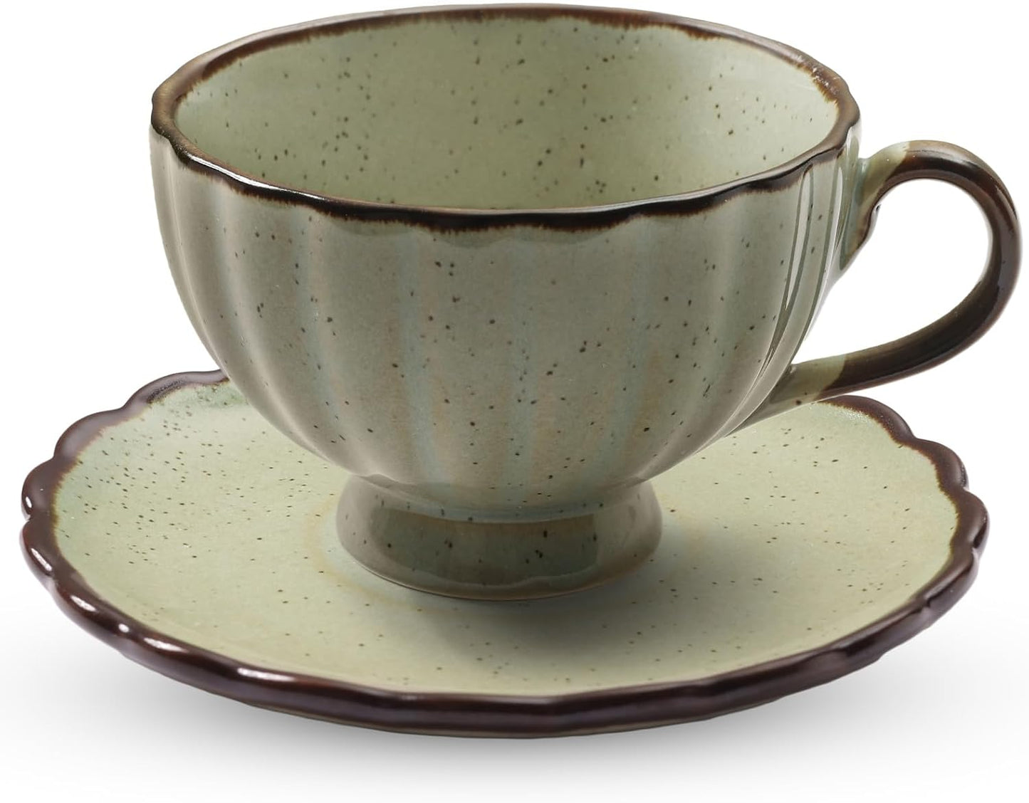 Taza y platillo cerámica para café té expreso 6oz cian