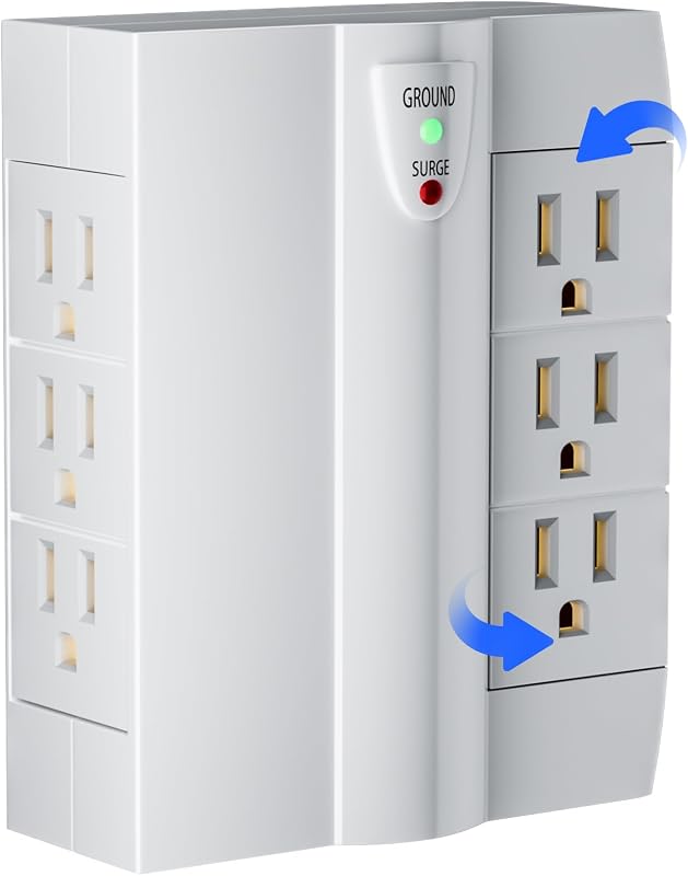 Extensor 6 tomas giratorio 1000J/125V ETL-blanco