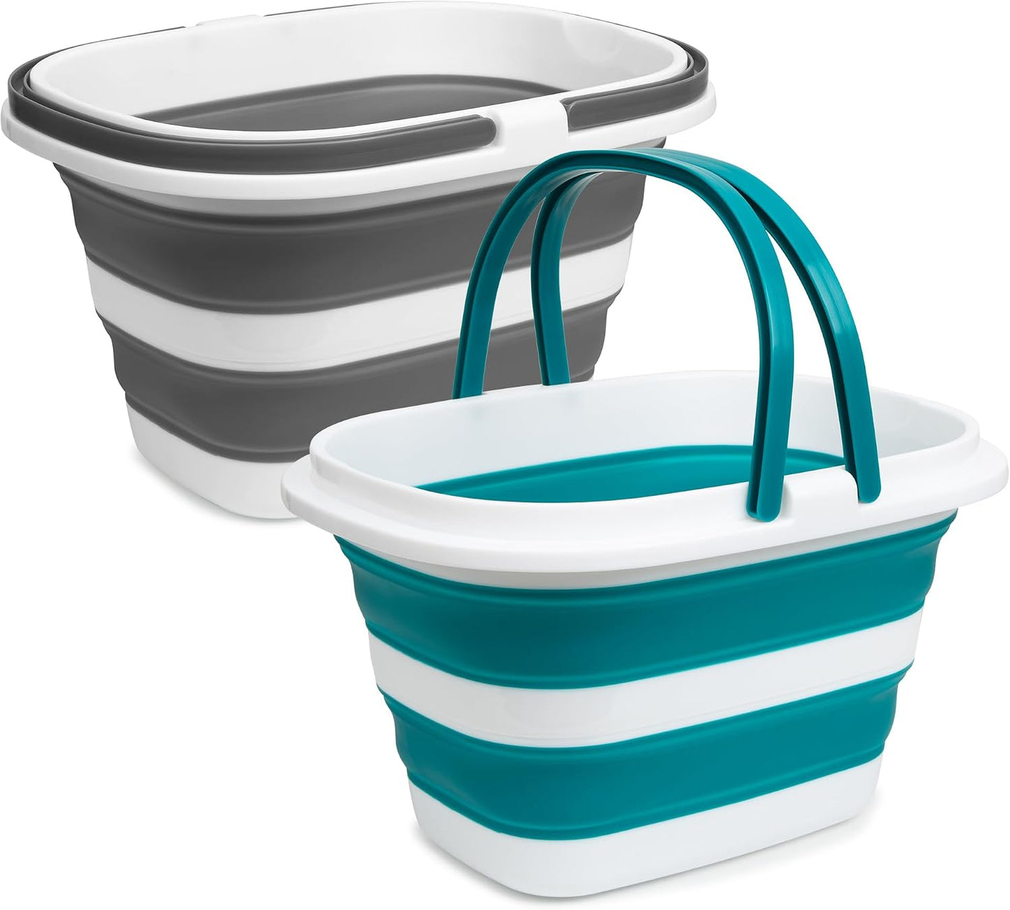 2 Cubos Plegables Plástico 16L para Limpieza Casa y Autos
