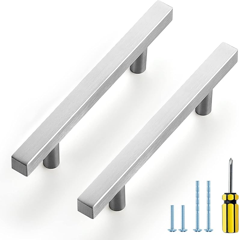 20 Manijas Níquel Cepillado 3.5" Tiradores Cuadrados 6"