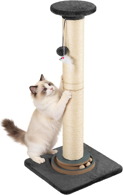 Rascador alto sisal grueso base resistente juguetes gatos