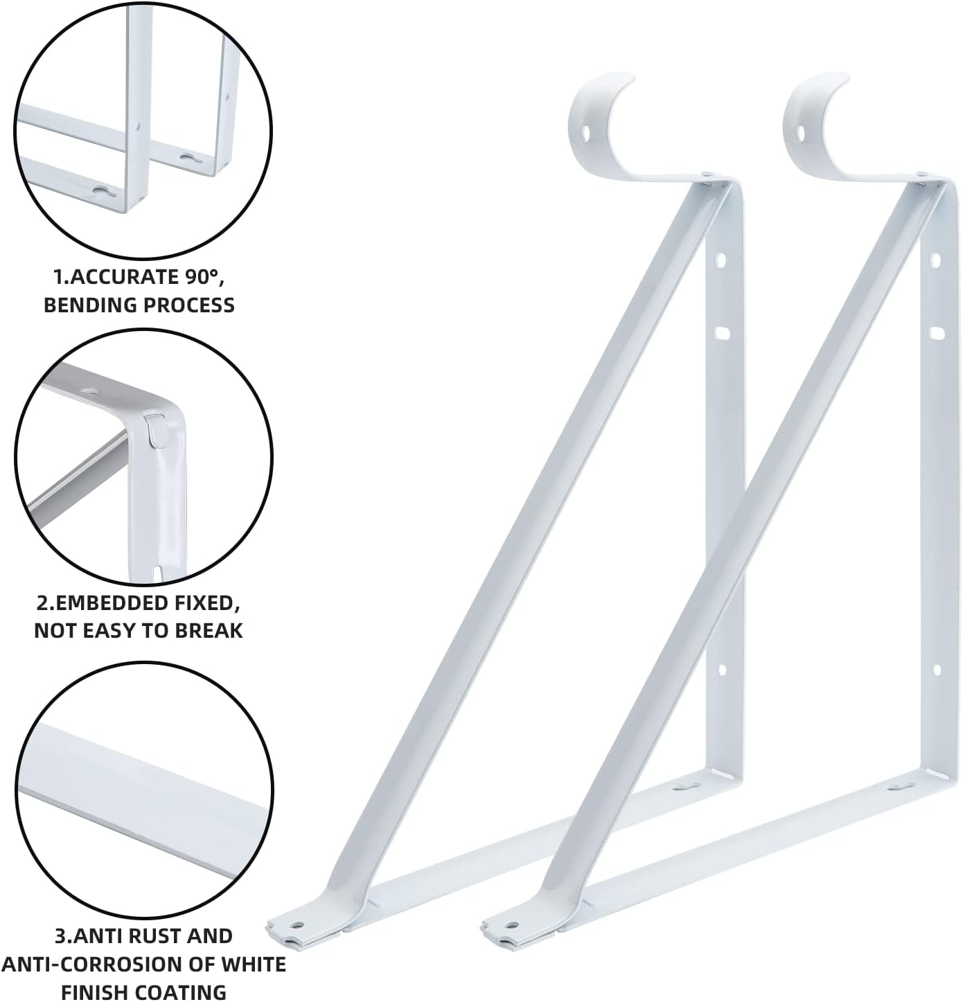 2 Soportes Barra Armario Acero 11x9.5" Pared