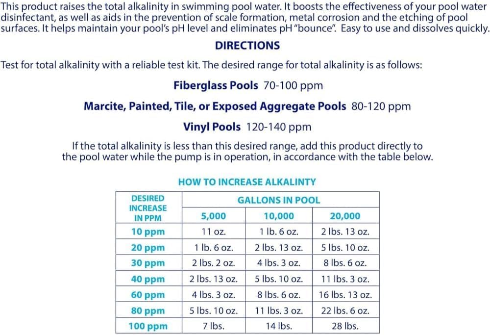 Alcalinidad premium 10lb para piscinas 100 bicarbonato