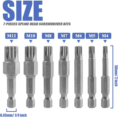Set 7 Brocas Cuadradas Triples 1.969pulg Vástago 1/4pulg M4-M12