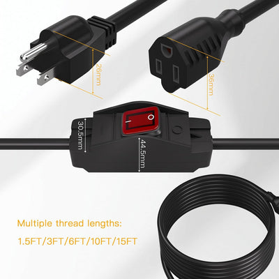 Cable extensión con interruptor 3 clavijas impermeable 1875W