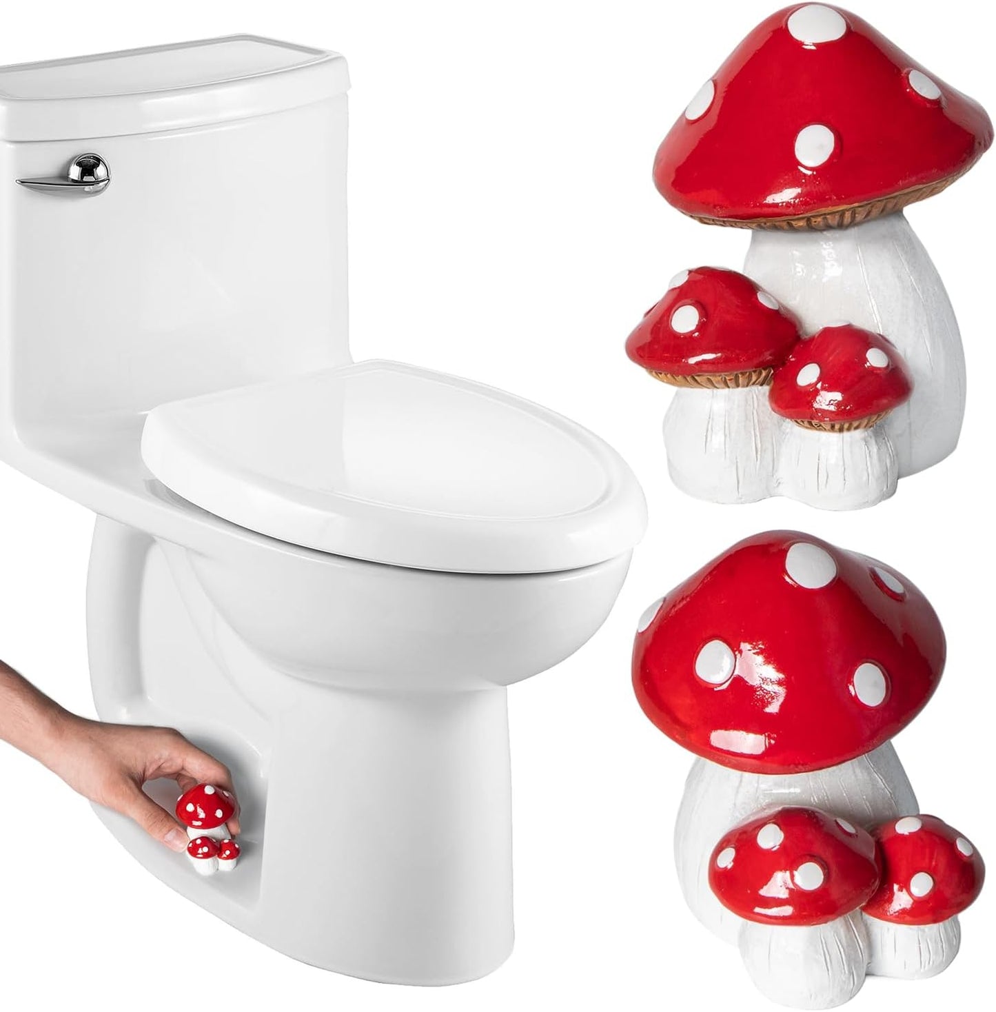 Tapas decorativas para inodoro forma hongo rojas